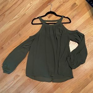 Olive green cold shoulder blouse